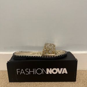 Let Me See You Glitter Slides - GOLD